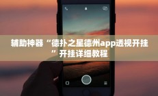 辅助神器“德扑之星德州app透视开挂”开挂详细教程