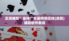 实测辅助”雀神广东麻将微信挂(透视)辅助软件教程