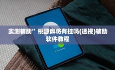 实测辅助”桃源麻将有挂吗(透视)辅助软件教程