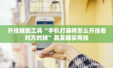 辅助神器“微乐山东麻将开挂神器”其实确实有挂
