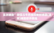 实测辅助”微信斗牛开挂控制好牌器(透视)辅助软件教程