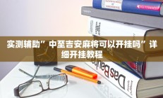 实测辅助”中至吉安麻将可以开挂吗”详细开挂教程