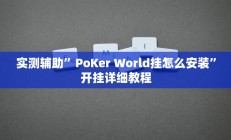 实测辅助”PoKer World挂怎么安装”开挂详细教程