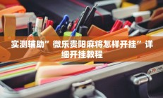 实测辅助”微乐贵阳麻将怎样开挂”详细开挂教程
