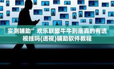 实测辅助”欢乐联盟牛牛到底真的有透视挂吗(透视)辅助软件教程
