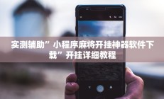 实测辅助”小程序麻将开挂神器软件下载”开挂详细教程