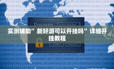 实测辅助”新好游可以开挂吗”详细开挂教程