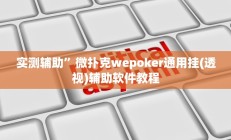 实测辅助”微扑克wepoker通用挂(透视)辅助软件教程