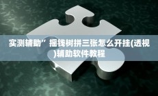 实测辅助”摇钱树拼三张怎么开挂(透视)辅助软件教程