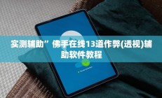 实测辅助”佛手在线13道作弊(透视)辅助软件教程