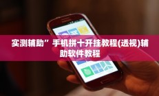 实测辅助”手机拼十开挂教程(透视)辅助软件教程