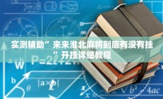 实测辅助”来来淮北麻将到底有没有挂”开挂详细教程
