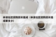 申请社区团购团长提成（申请社区团购团长提成要多少）