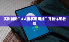 实测辅助”4人麻将通用挂”开挂详细教程