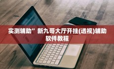 实测辅助”新九哥大厅开挂(透视)辅助软件教程