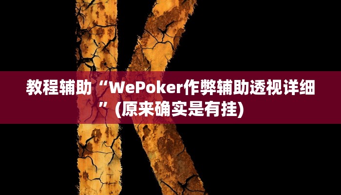 教程辅助“WePoker作弊辅助透视详细”(原来确实是有挂)