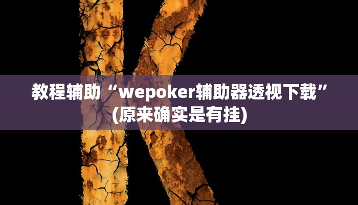 教程辅助“wepoker辅助器透视下载”(原来确实是有挂)