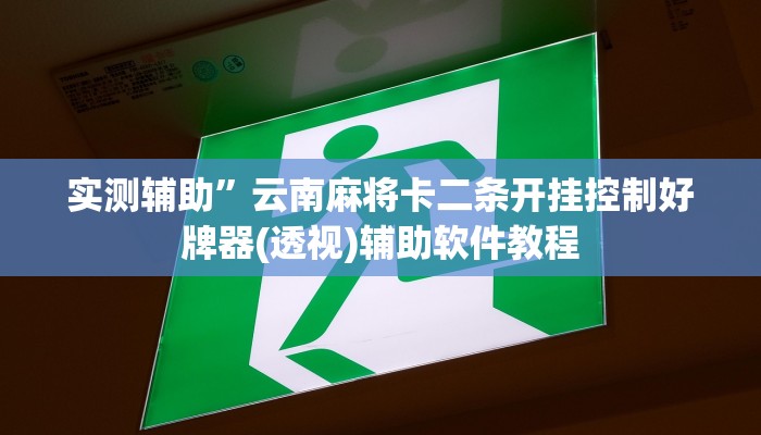实测辅助”云南麻将卡二条开挂控制好牌器(透视)辅助软件教程
