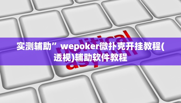 实测辅助”wepoker微扑克开挂教程(透视)辅助软件教程
