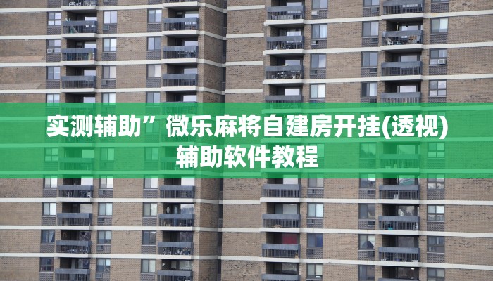 实测辅助”微乐麻将自建房开挂(透视)辅助软件教程